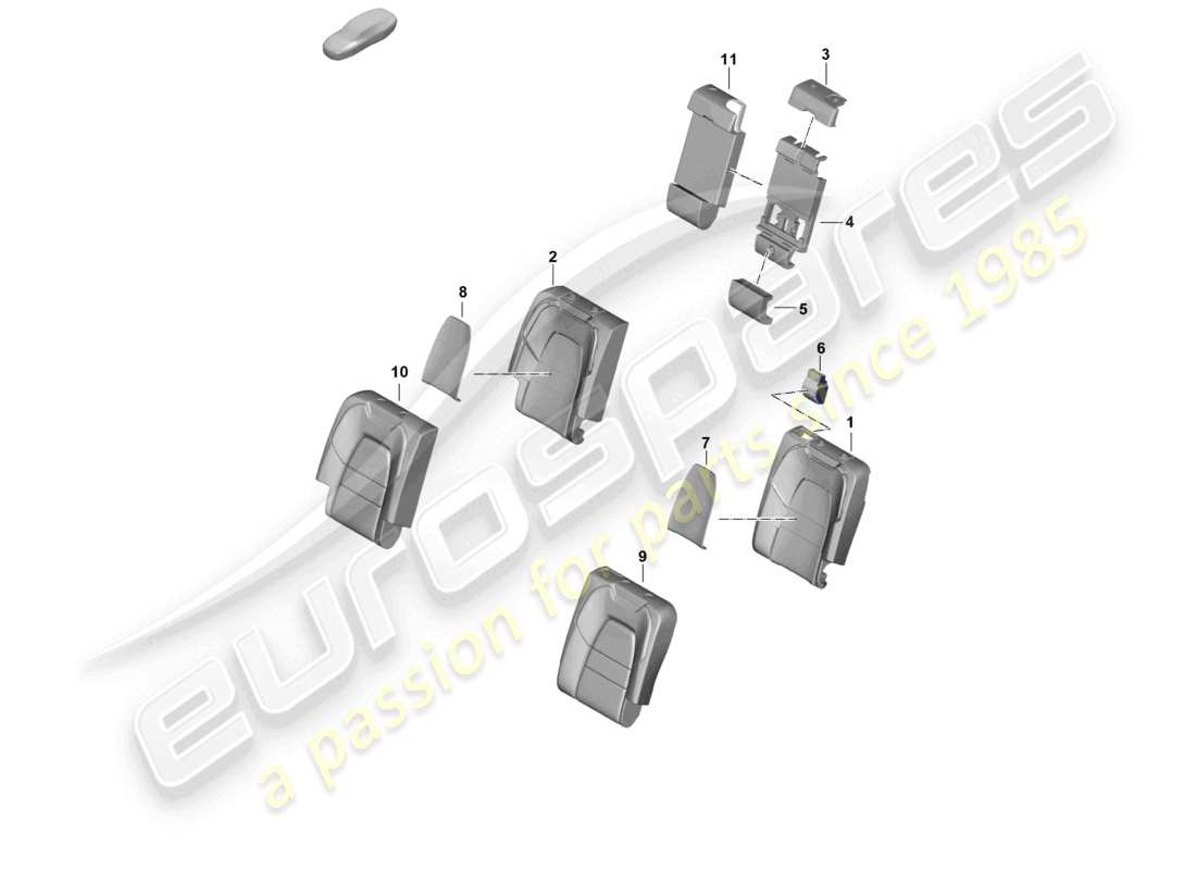 porsche 2023 (cayenne e3 pa) schaumstoffteil hinten rücksitzlehne rückenlehnenbezug teilebild