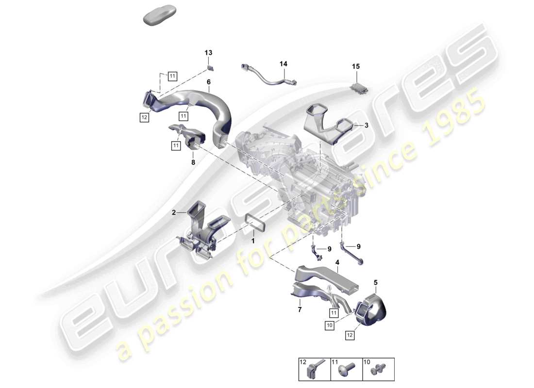 porsche 2025 (cayenne e3 pa) klimaanlage rhd luftführung armaturenbrett teilediagramm