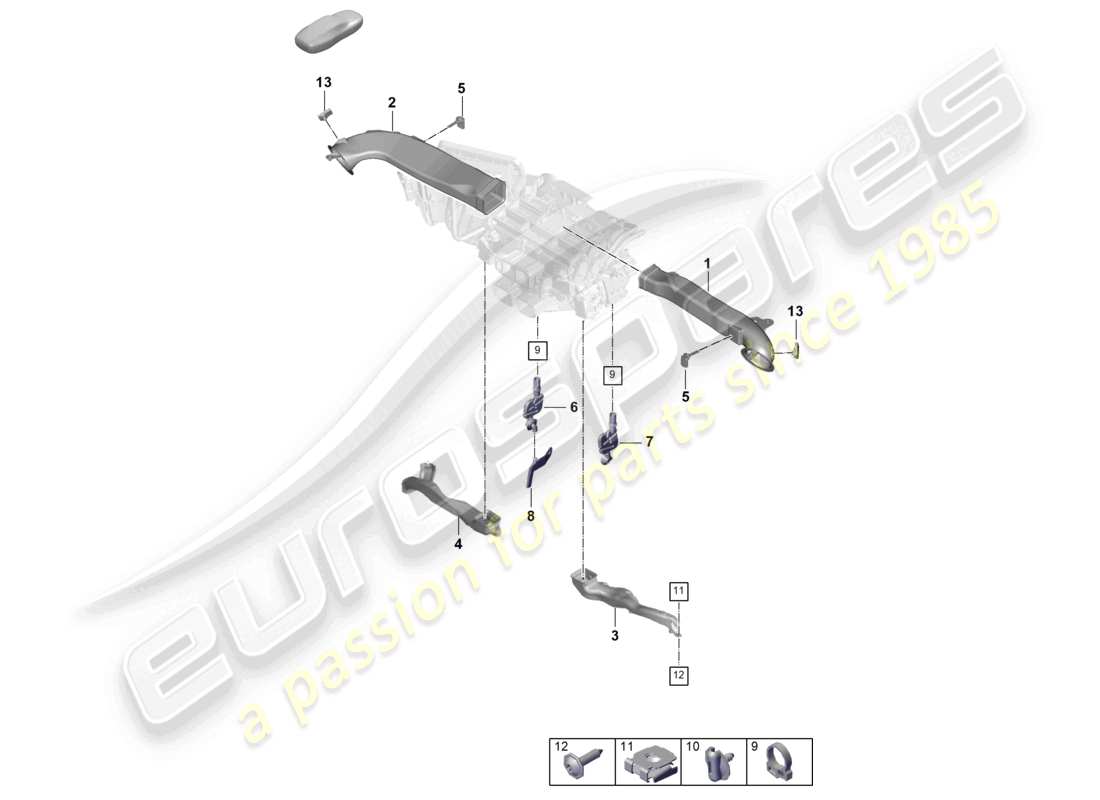 porsche 2024 (panamera 976) heizung, klimaanlage luftführung armaturenbrett teilediagramm