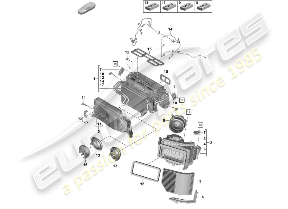 porsche 2026 (panamera 976) klimaanlage 4-zone klimaanlagen-teilediagramm