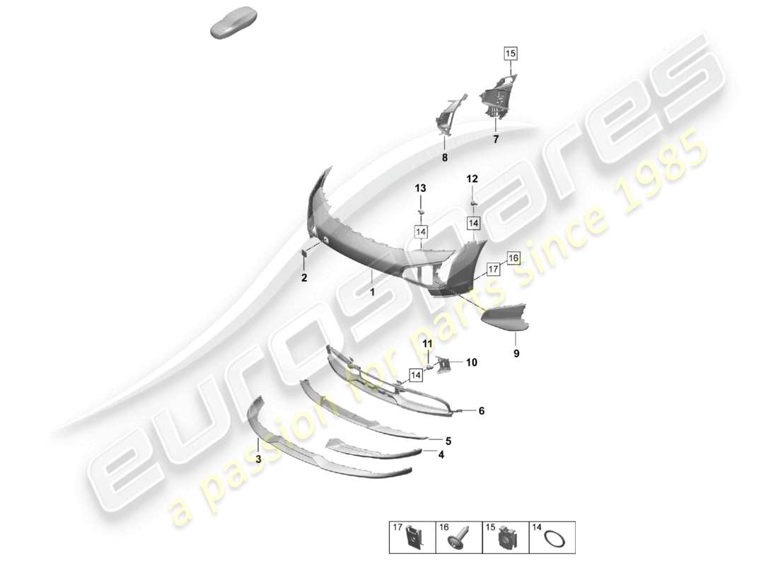 porsche 2025 (taycan 9j1-2) stoßfänger vorne taycan cross turismo turbo s ersatzteildiagramm