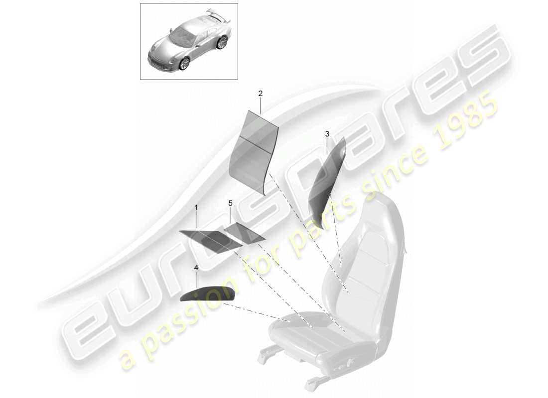 porsche 2021 (991-2 r/gt3/rs) heizelement klappbarer sportsitz schalensitz teilediagramm