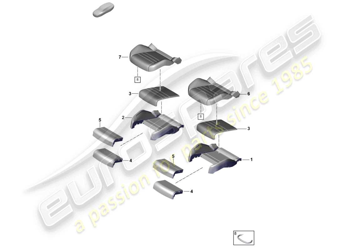 porsche 2025 (cayenne e3 pa) schaumstoffteil sitzpolster sportsitz teilediagramm