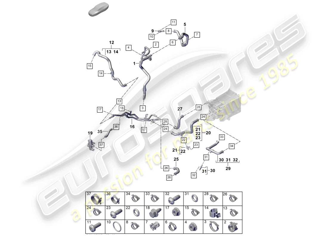 porsche 2025 (cayenne e3 pa) kühlmittelkühlsystem teilediagramm