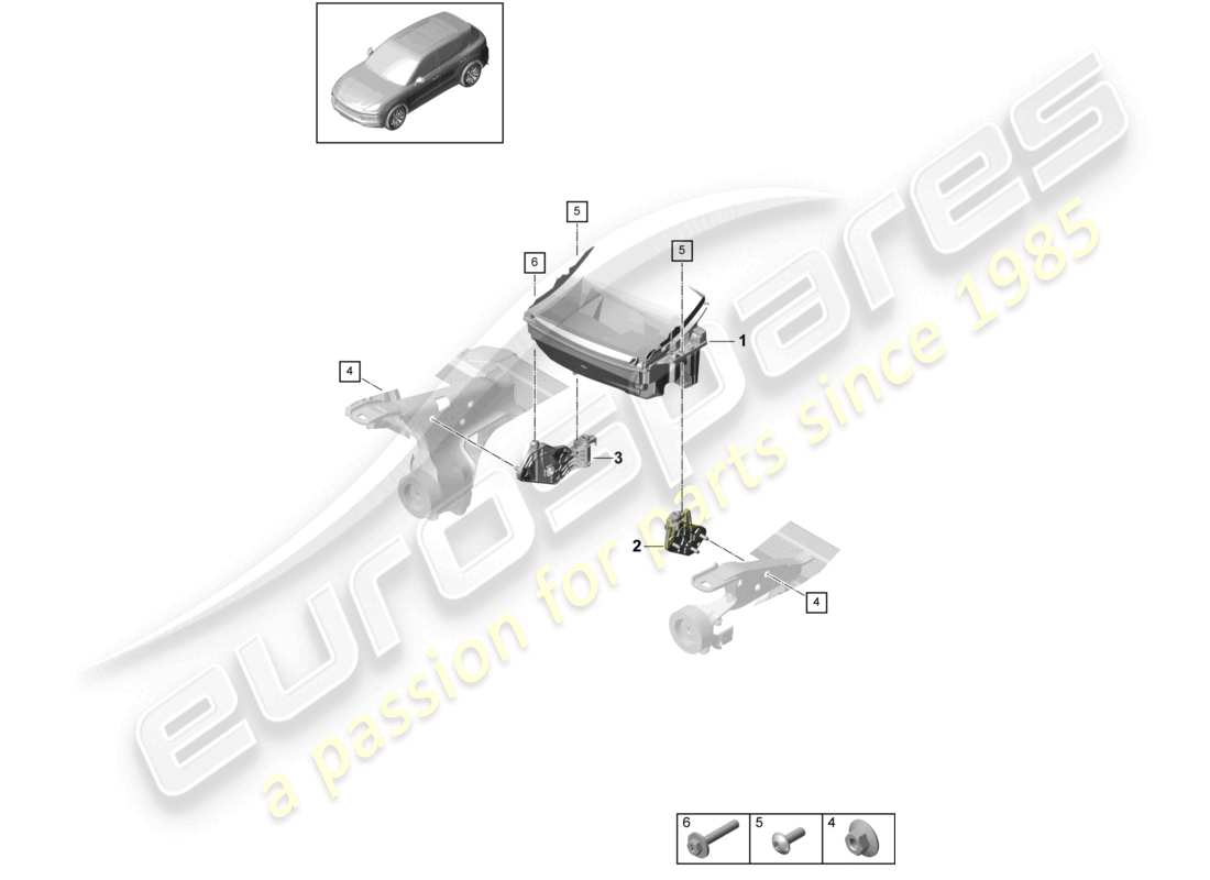 porsche 2021 (cayenne e3 9ya/9yb) teilediagramm für head-up-display