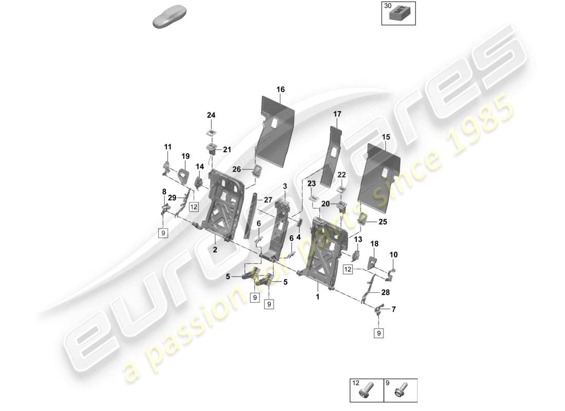 porsche 2026 (taycan 9j1-2) rückenlehnenrahmen komfortsitz teilediagramm