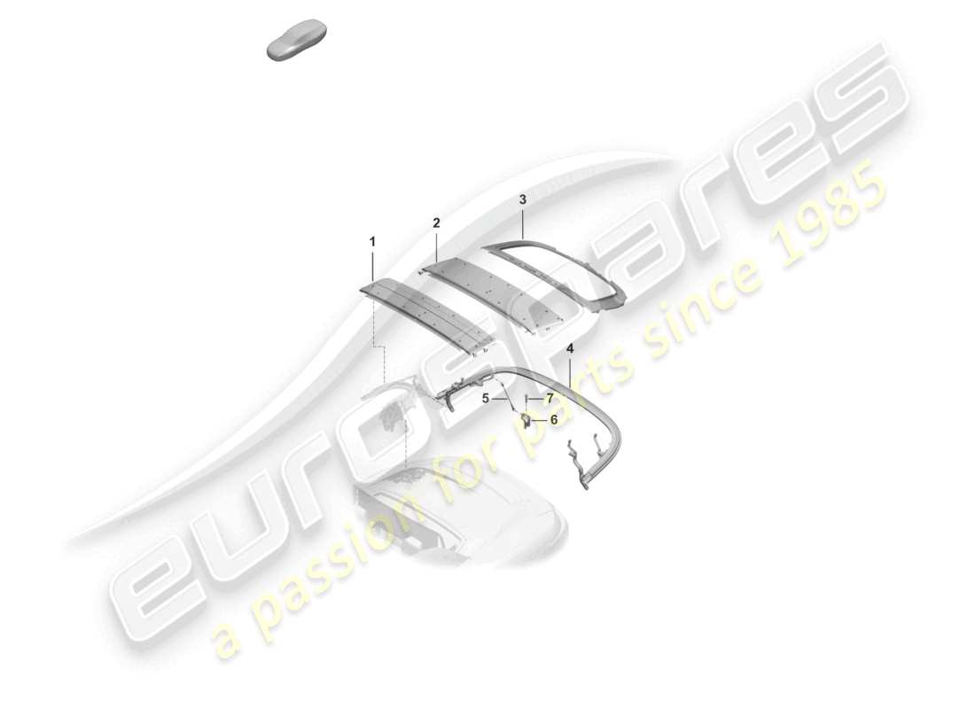 porsche 2022 (992-1 turbo / s) verdeckrahmen einzelteile dachbogen teilediagramm