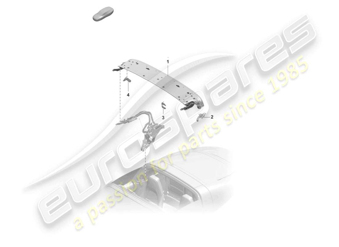 porsche 2024 (992-2) obere rahmenseite einzelteile dachspriegel verriegelungsmechanismus teilediagramm