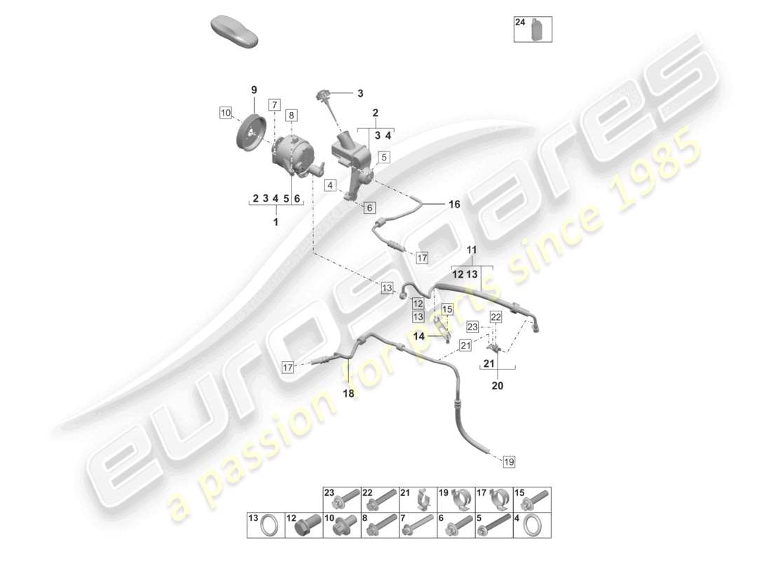 porsche 2022 (992-1 turbo / s) hydraulikpumpe hydraulikleitung pdcc teilediagramm