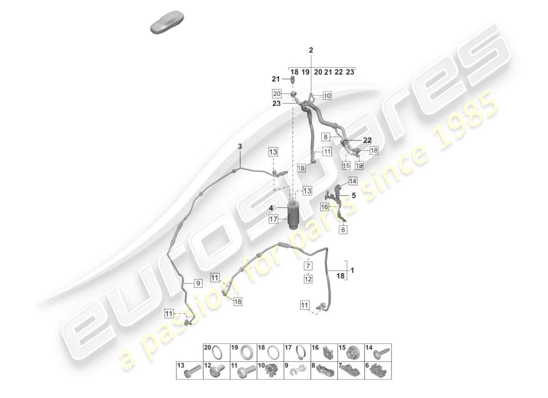 porsche 2022 (992-1 gt3/rs/st) klimaanlage rhd kältemittelleitung (expansionsventil > trockner) teilediagramm