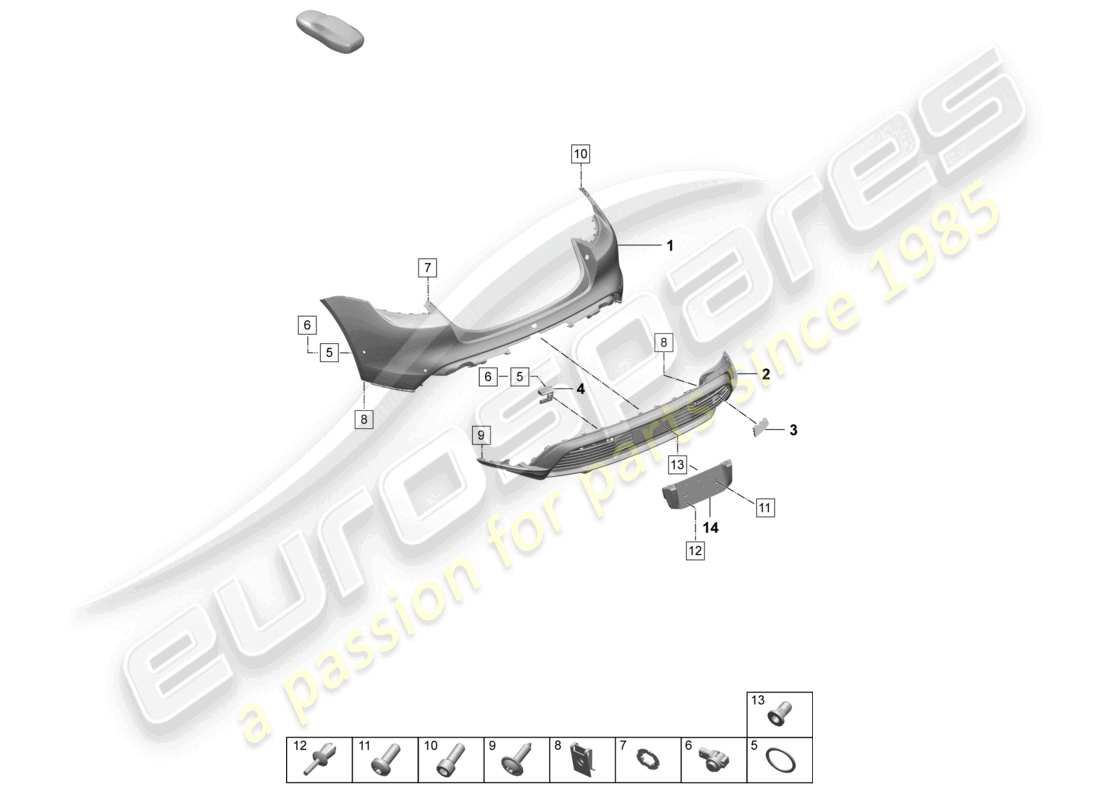 porsche 2026 (taycan 9j1-2) stoßfänger hinten für ausstattungsvariante: basis sport turismo st ersatzteilzeichnung