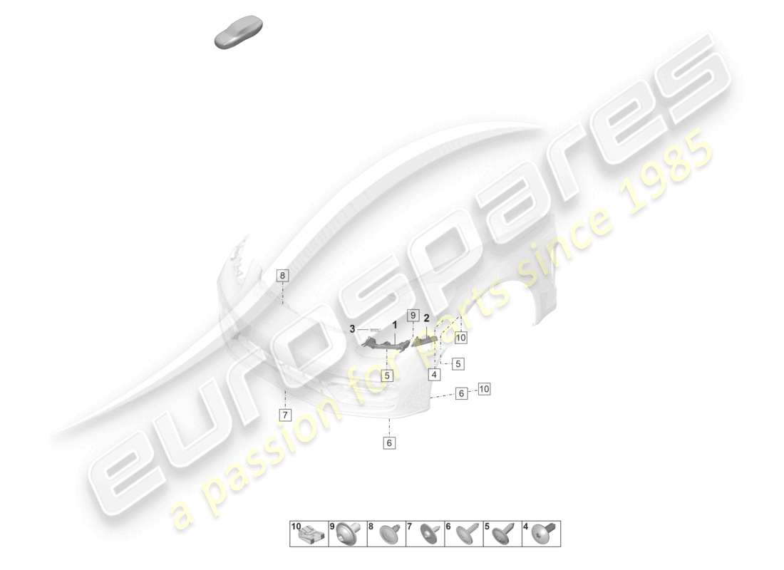 porsche 2023 (panamera 971-2) befestigungselemente vordere stoßstange teilediagramm
