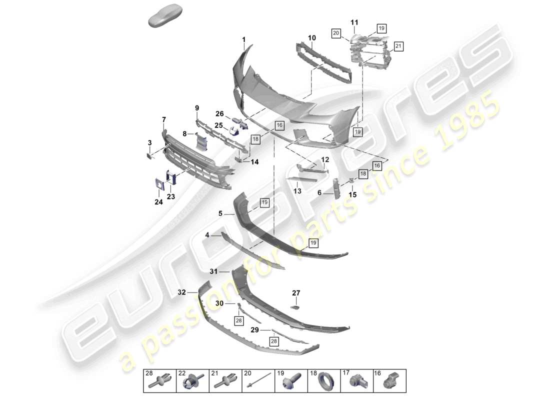 porsche 2026 (panamera 976) stoßstange vorne, ersatzteildiagramm