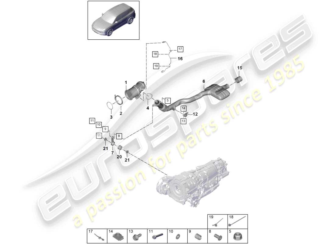 porsche 2024 (cayenne e3 9ya/9yb) abgasanlage katalysator lambdasonde teilediagramm