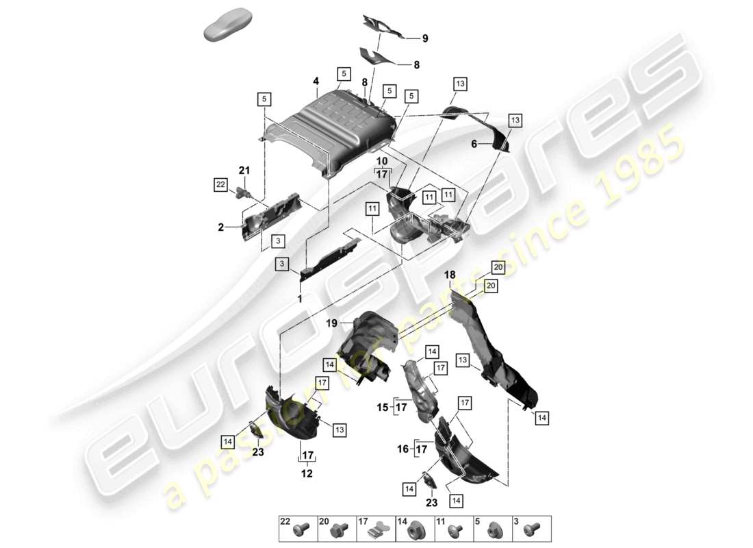 porsche 2023 (panamera 971-2) abgasanlage wärmedämmung luftführungskanal für fahrzeuge mit ottopartikelfilter teilediagramm