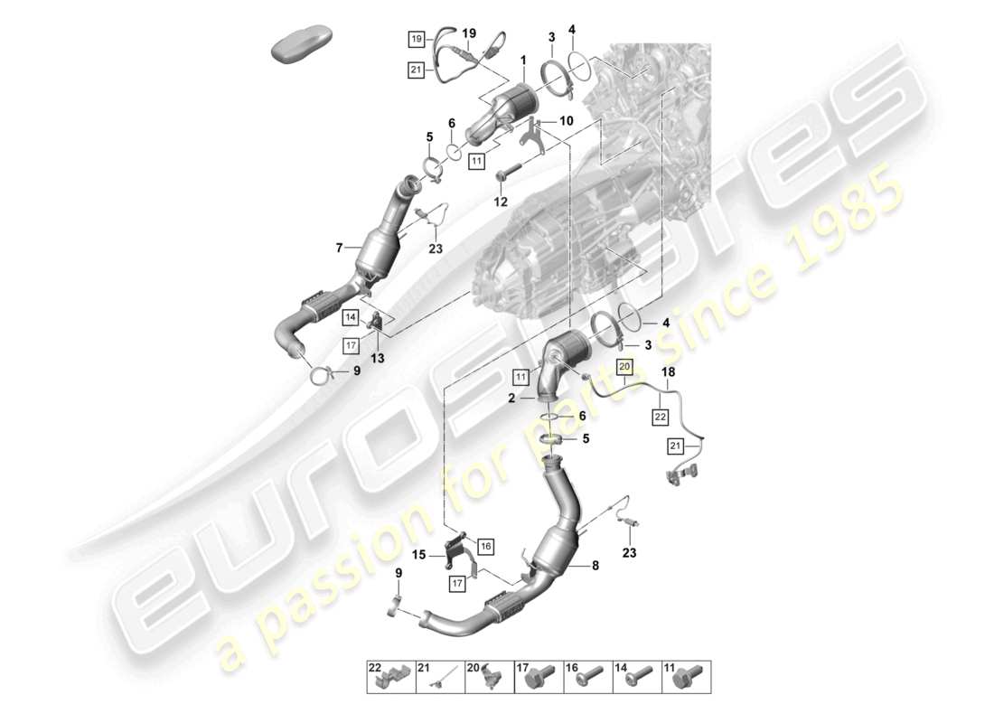 porsche 2024 (panamera 971-2) abgasanlage katalysator lambdasonde teilediagramm