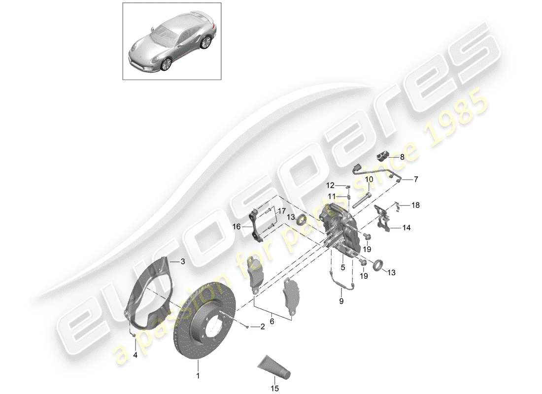 porsche 2018 (991-2 turbo) scheibenbremsen ersatzteildiagramm
