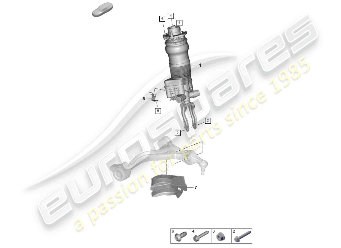 porsche 2025 (panamera 976) luftfederung federbein komplett ersatzteildiagramm
