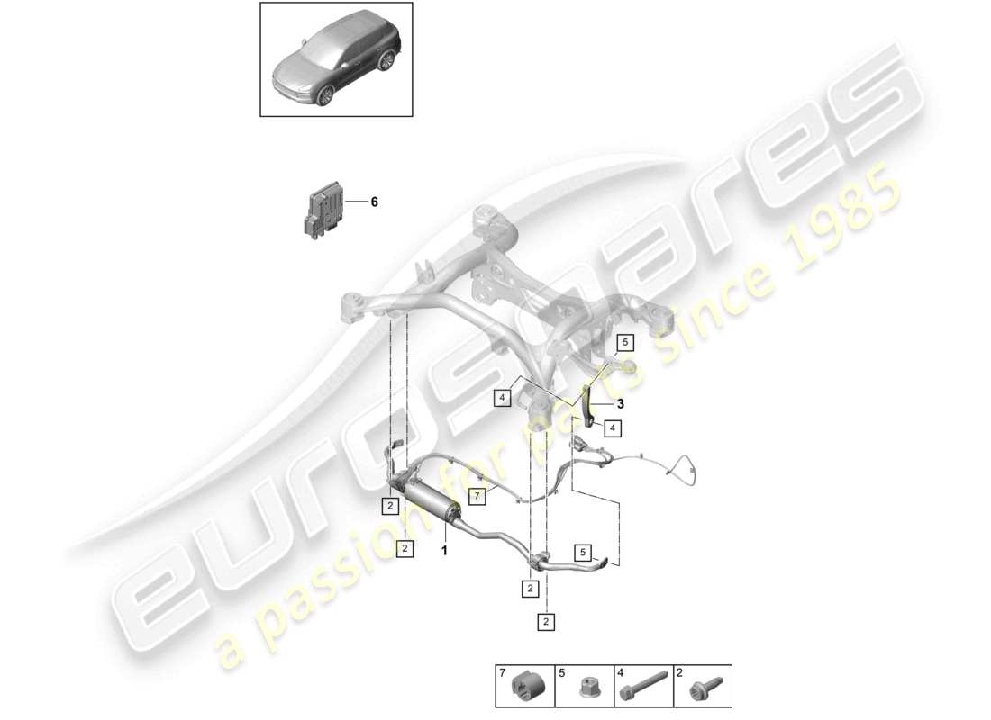 porsche 2024 (cayenne e3 9ya/9yb) stabilisator hinterachse teilediagramm