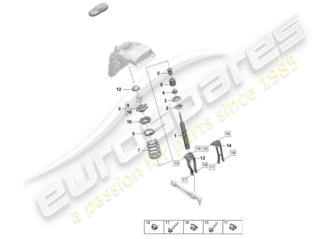 porsche 2025 (macan-e) stahlfederung federbein komplett schraubenfeder teilediagramm