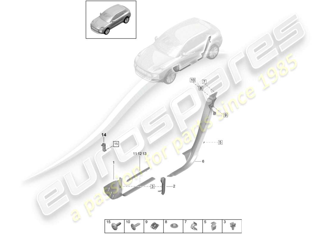porsche 2021 (macan) schwellerzierleiste unten schweller innen zubehör teilediagramm