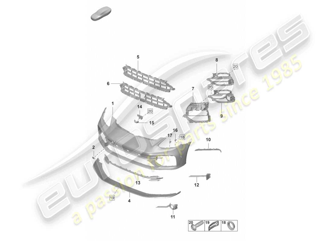 porsche 2024 (panamera 971-2) stoßstange vorne korea ersatzteildiagramm