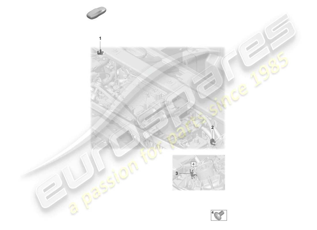 porsche 2020 (taycan 9j1-1) gasdruckfeder kabelhalter teilediagramm
