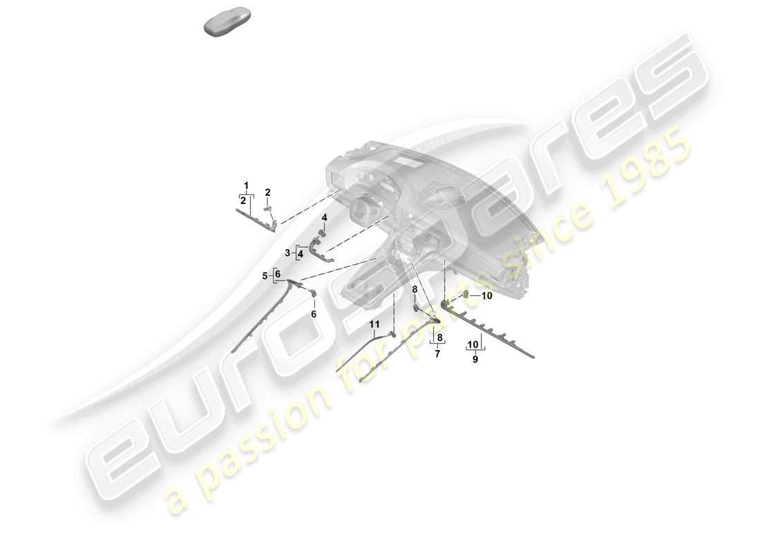 porsche 2024 (panamera 976) lampe für ambientebeleuchtung lenksäule mittelkonsole handschuhfach teilediagramm
