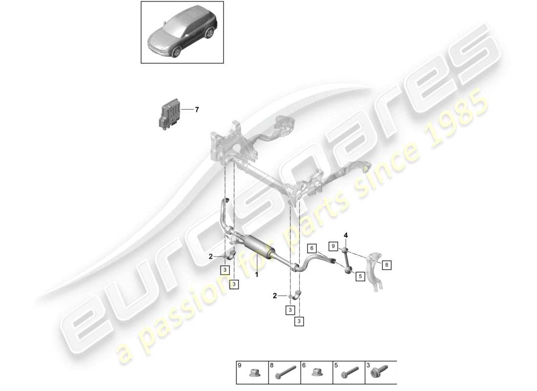 porsche 2022 (cayenne e3 9ya/9yb) stabilisator-ersatzteildiagramm