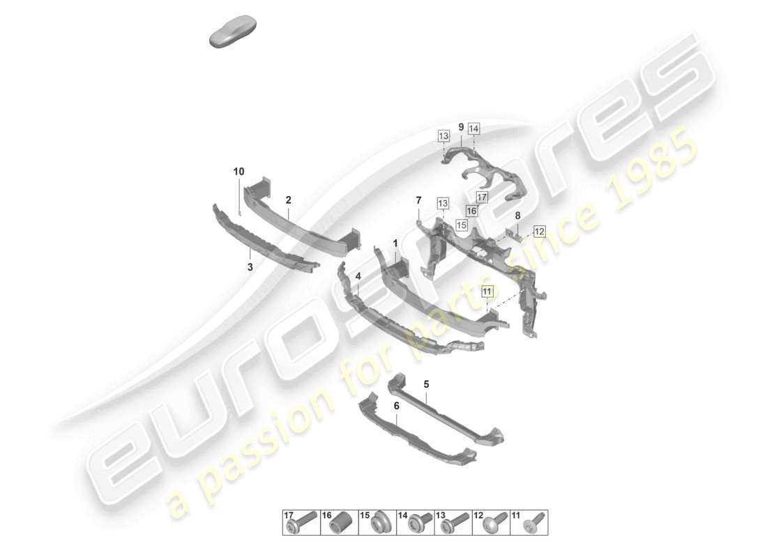 porsche 2023 (panamera 971-2) stoßfängerträger vorne und montagehalterung teilediagramm