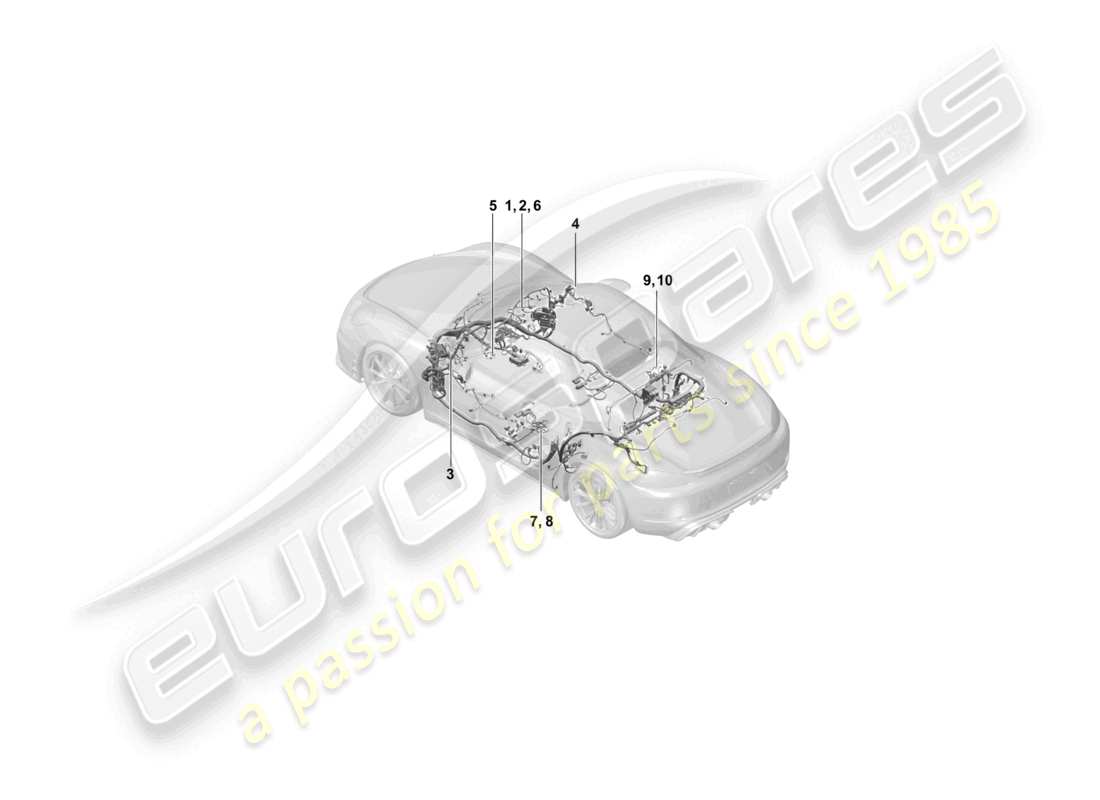 porsche 2024 (718 boxster spyder) kabelbäume airbag für fahrzeuge mit sicherheitsgurten teilediagramm