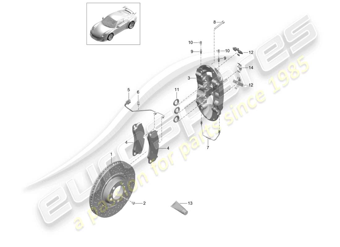 porsche 2021 (991-2 r/gt3/rs) scheibenbremse vorderachse d >>- mj 2017 ersatzteilzeichnung