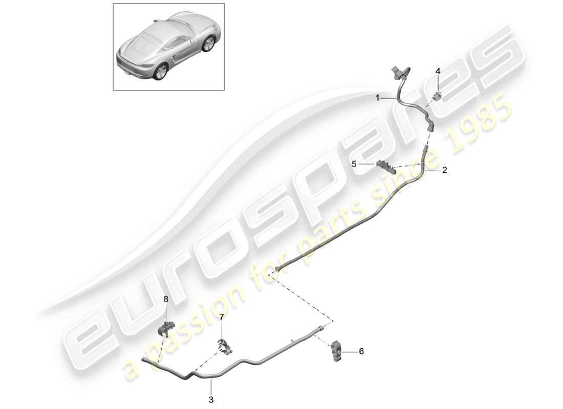 porsche 2021 (718 cayman) unterdruckleitung vorn bremskraftverstärker mitte hinten teilediagramm