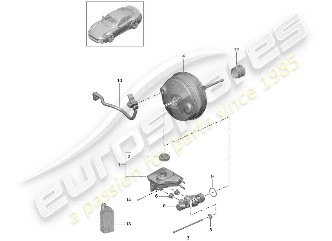 porsche 991 turbo (2018) bremszylinder ersatzteildiagramm