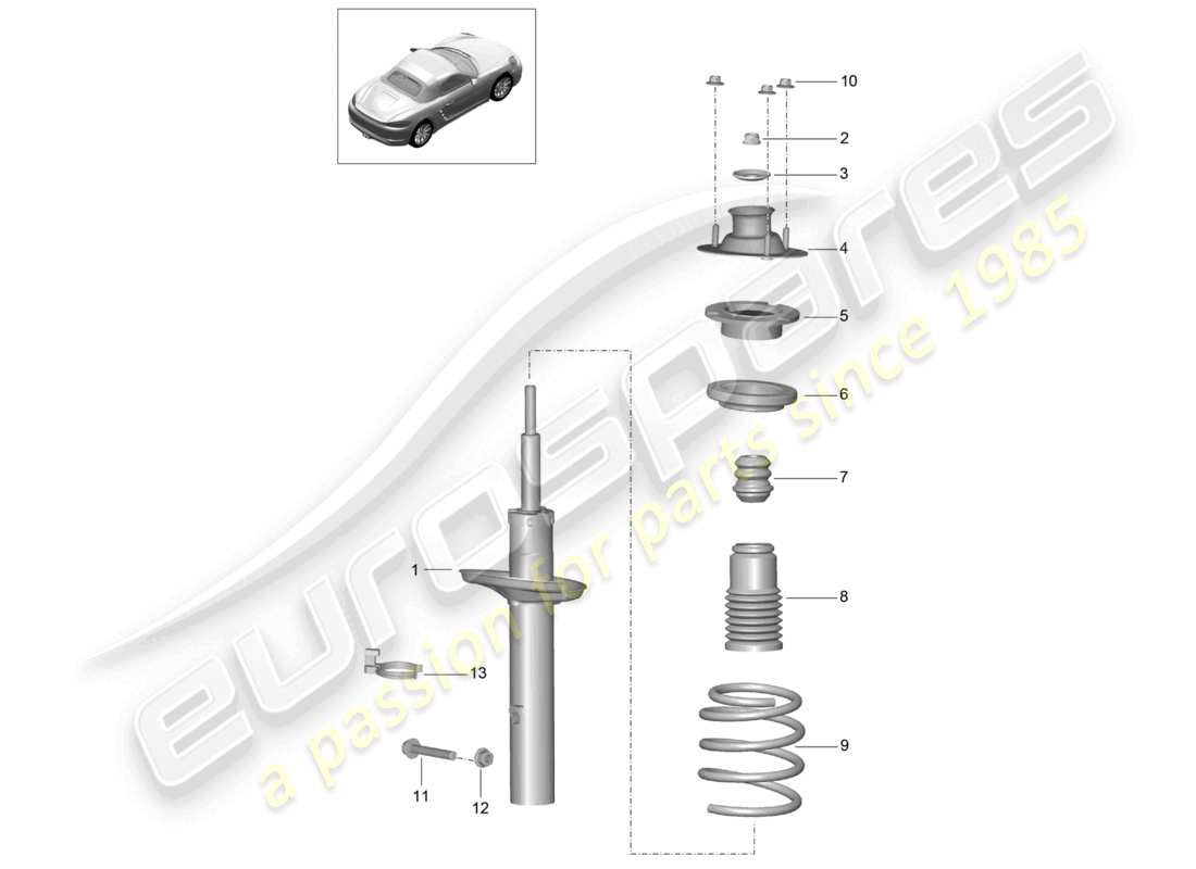 porsche 2023 (718 boxster) stoßdämpfer schraubenfeder teilediagramm