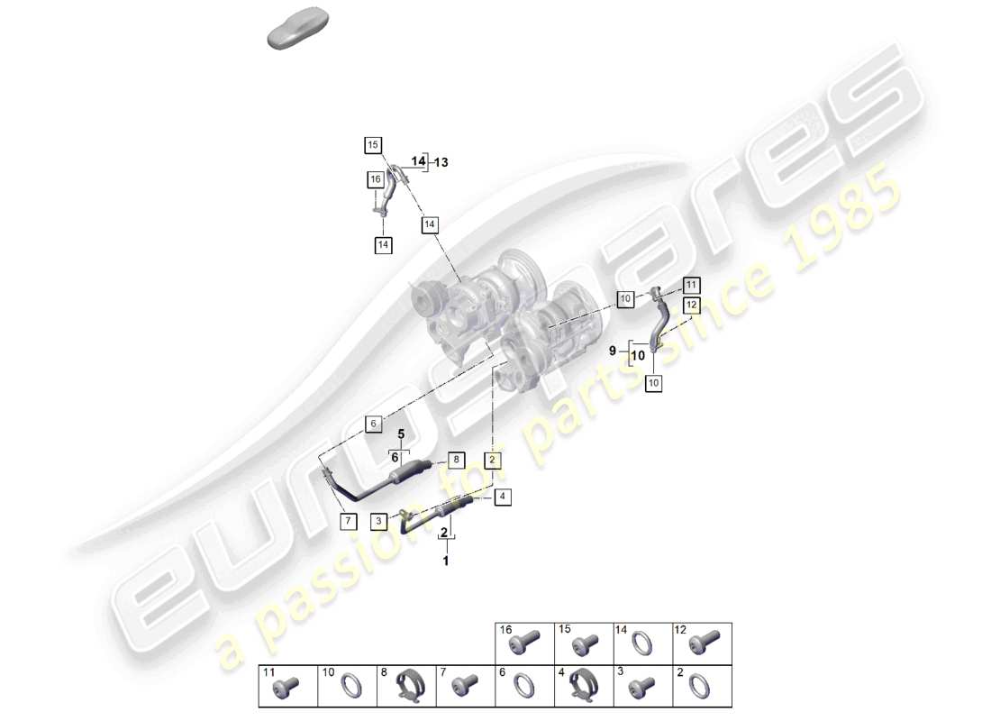 porsche 2025 (panamera 976) kühlmittelkühlsystem für turbolader teilediagramm