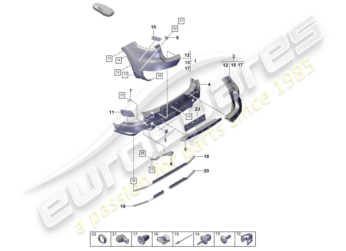 porsche 2025 (cayenne e3 pa) stoßstange hinten coupé ersatzteildiagramm