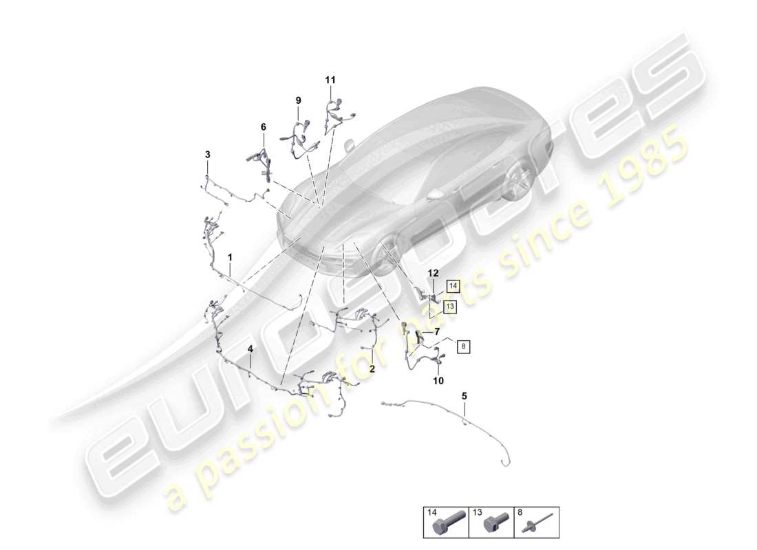 porsche 2024 (panamera 976) kabelbäume stoßfänger vorderes ende abs-kabelbaum für selbstnivellierende aufhängung teilediagramm