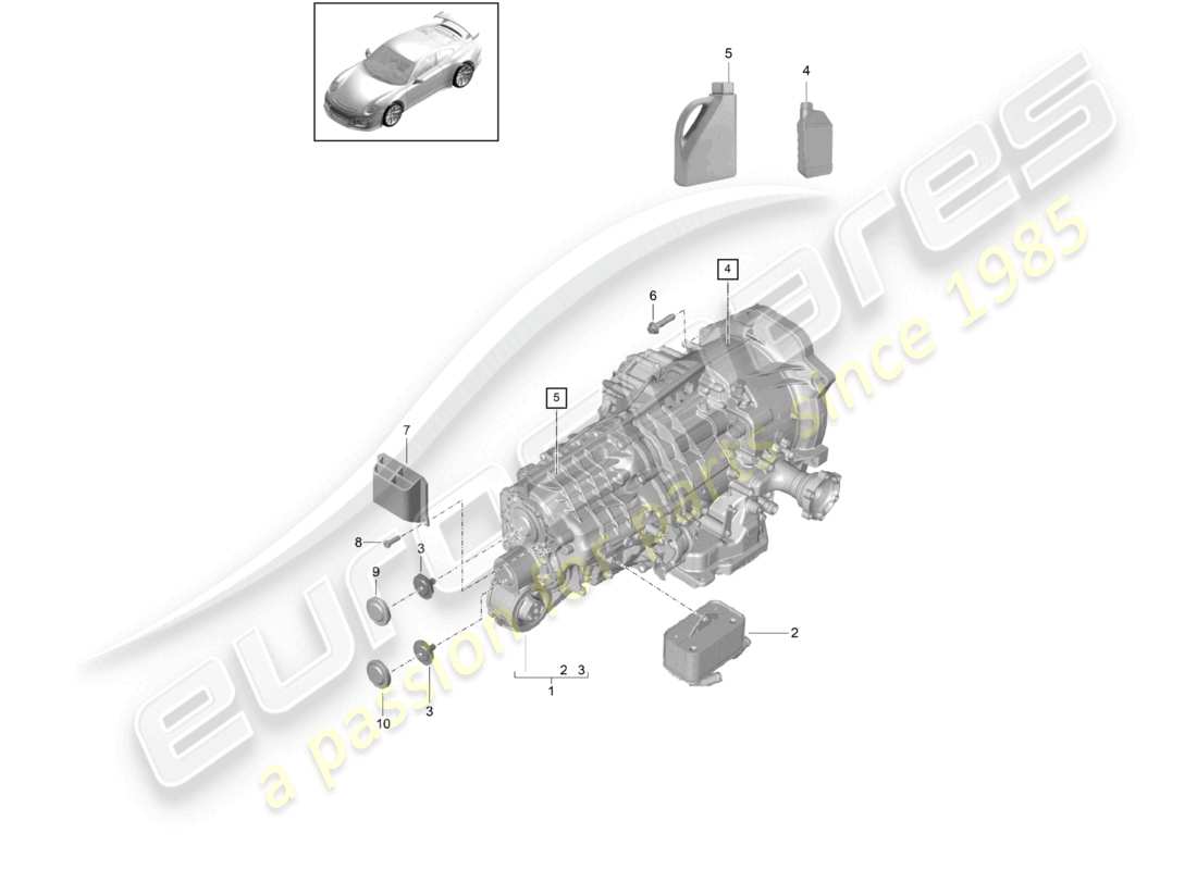 porsche 2021 (991-2 r/gt3/rs) - pdk - getriebe-teilediagramm