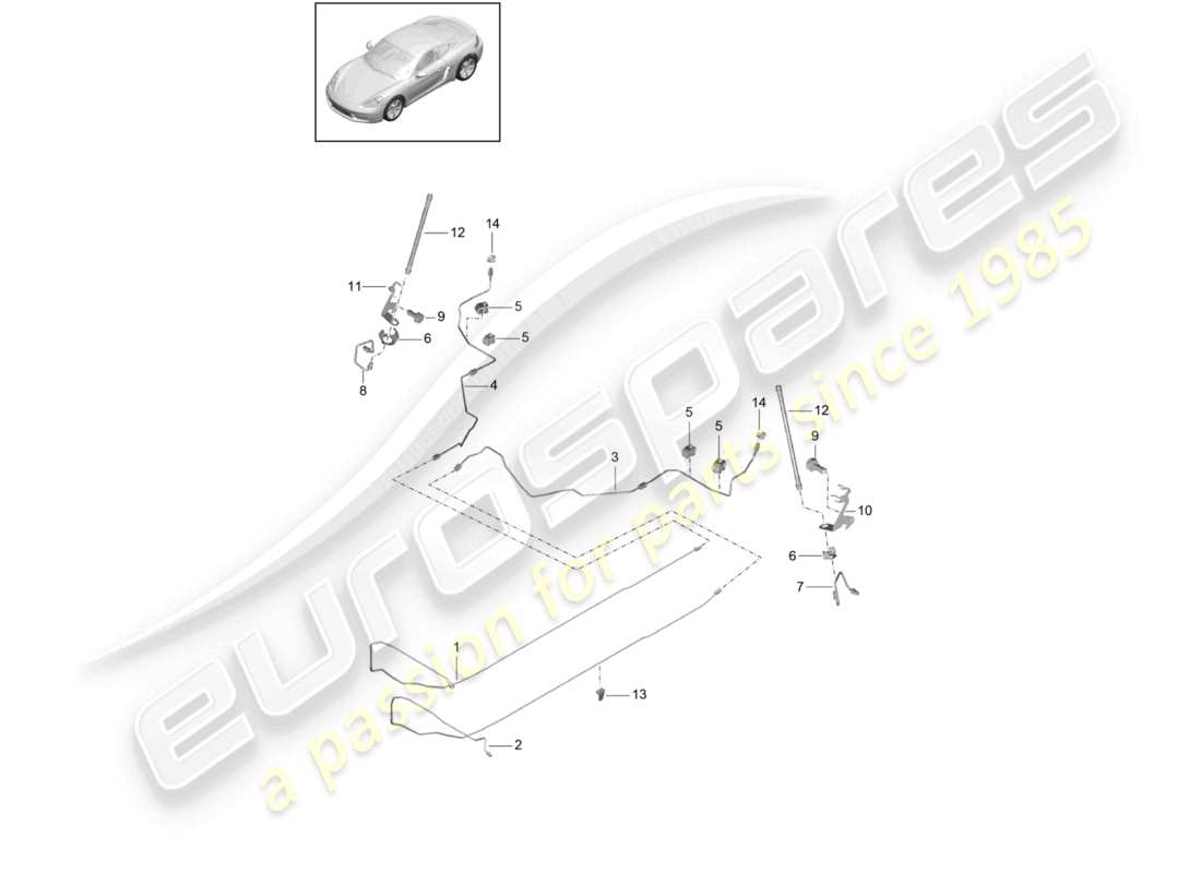 porsche 2024 (718 cayman) bremsleitung mitte unterboden hinten teilediagramm