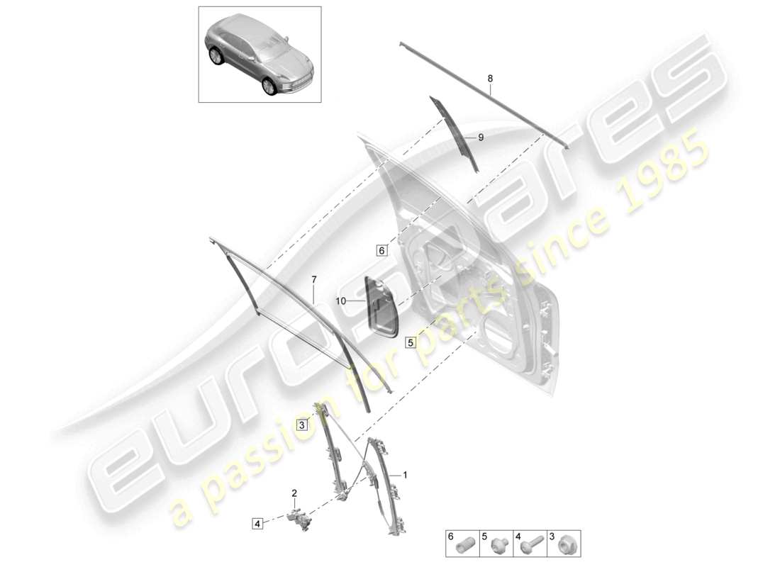 porsche 2021 (macan) fensterheber vordertüren teilediagramm