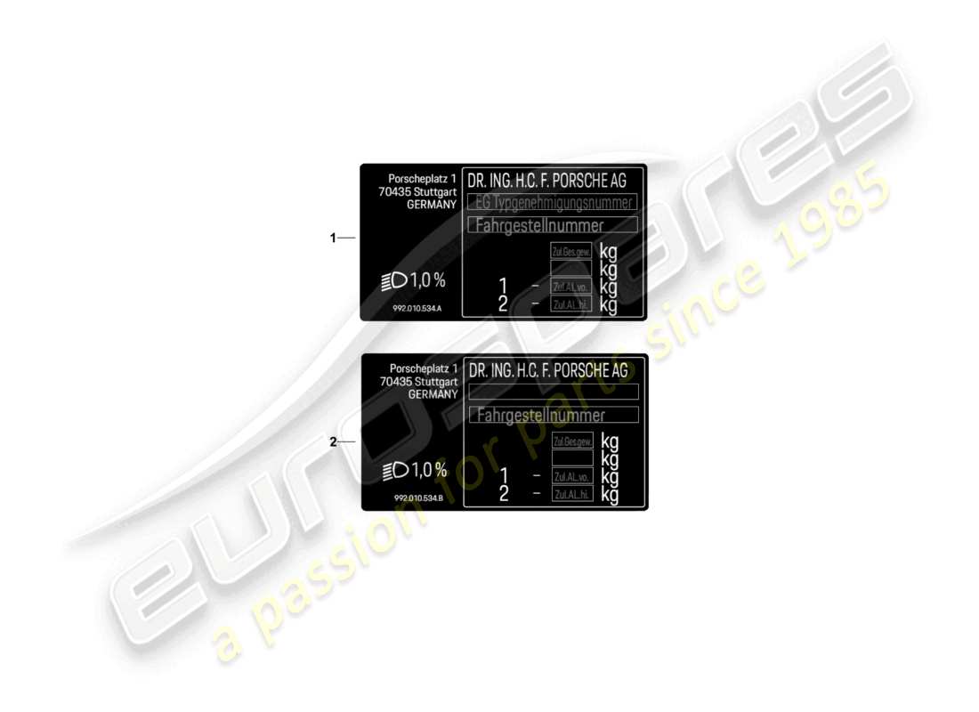 porsche 2021 (992-1 gt3/rs/st) datentag d - mj 2022>> teilediagramm