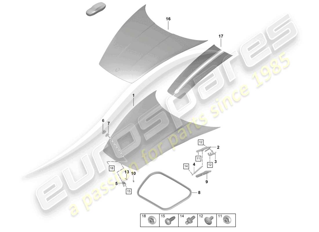 porsche 2023 (992-1 turbo / s) bonnet-ersatzteildiagramm