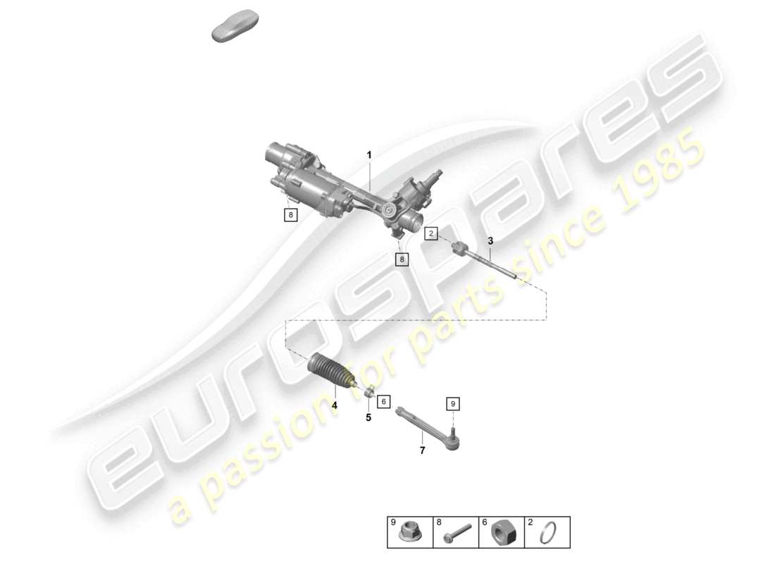 porsche 2021 (718 cayman gt4) lenkgetriebe einzelteile teilediagramm