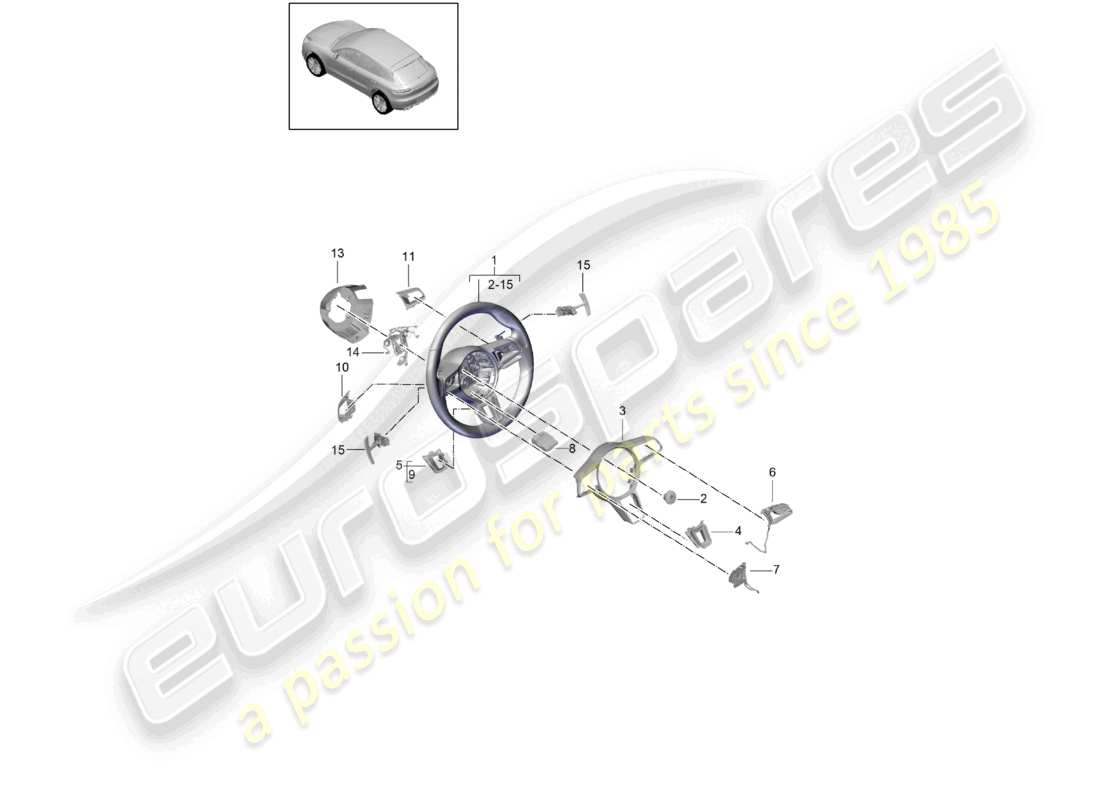 porsche 2021 (macan) lenkrad teilediagramm