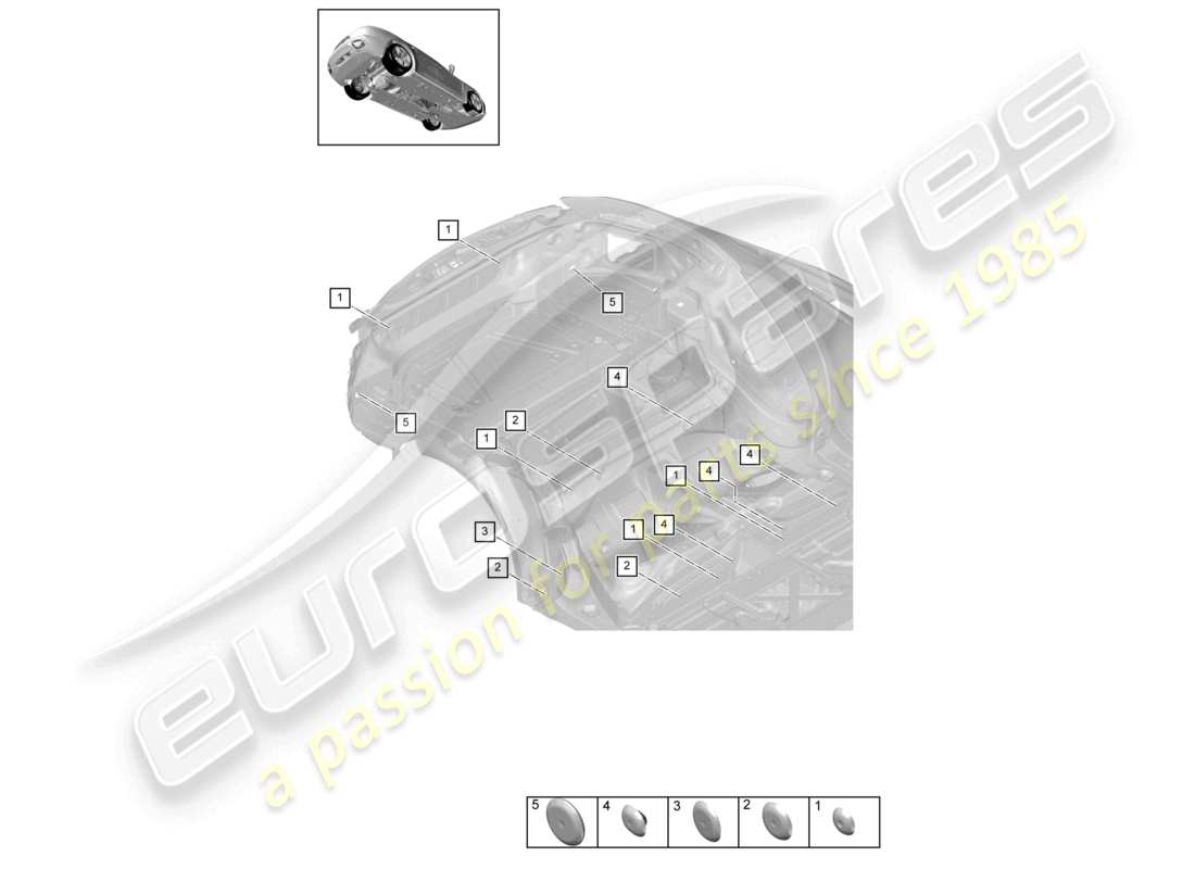 porsche 2021 (panamera 971-1) stopfen hinteres ende teilediagramm