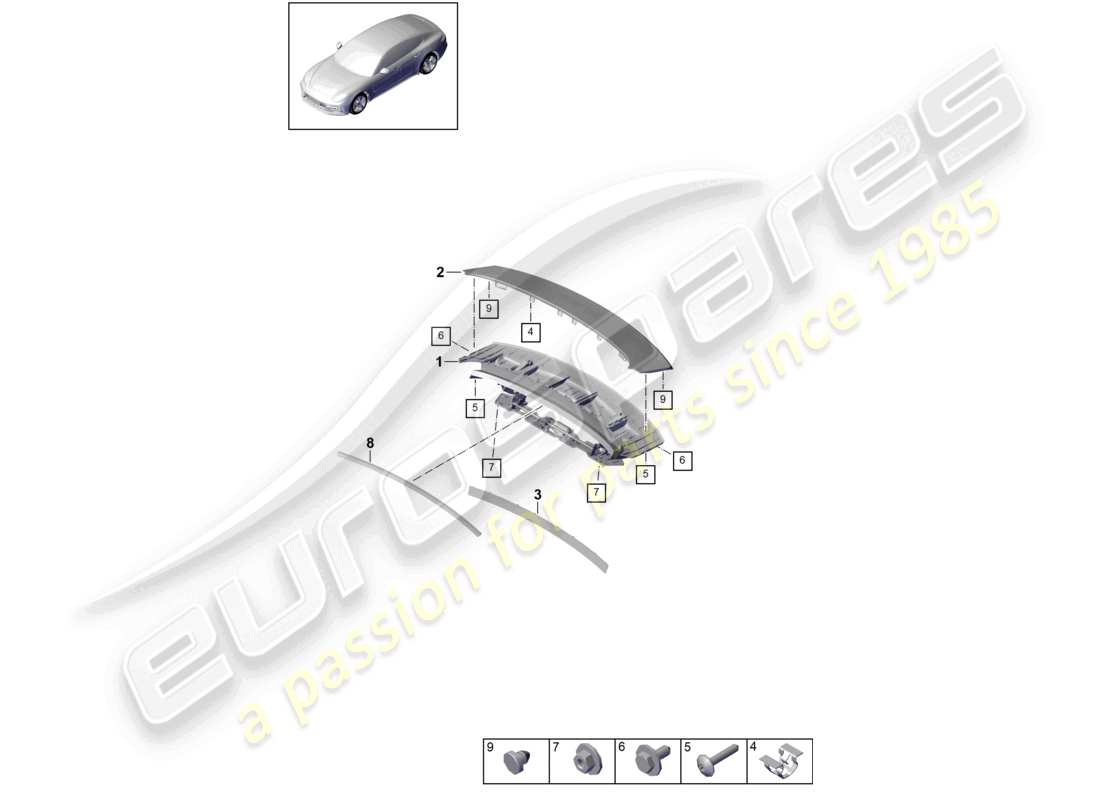 porsche 2021 (panamera 971-1) heckspoiler teilediagramm