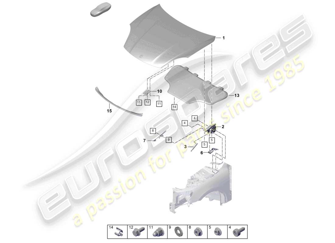 porsche 2025 (cayenne e3 pa) bonnet-ersatzteildiagramm