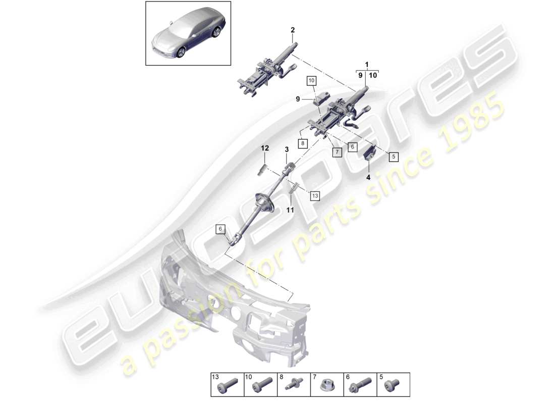 porsche 2021 (panamera 971-1) lenksäule zwischenlenkwelle teilediagramm