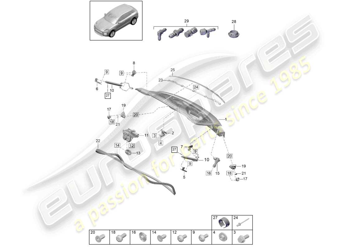 porsche 2021 (macan) hinterer deckel teilediagramm